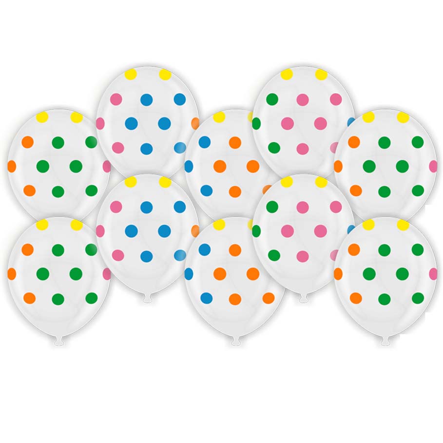 Baloane transparente cu print buline multicolore